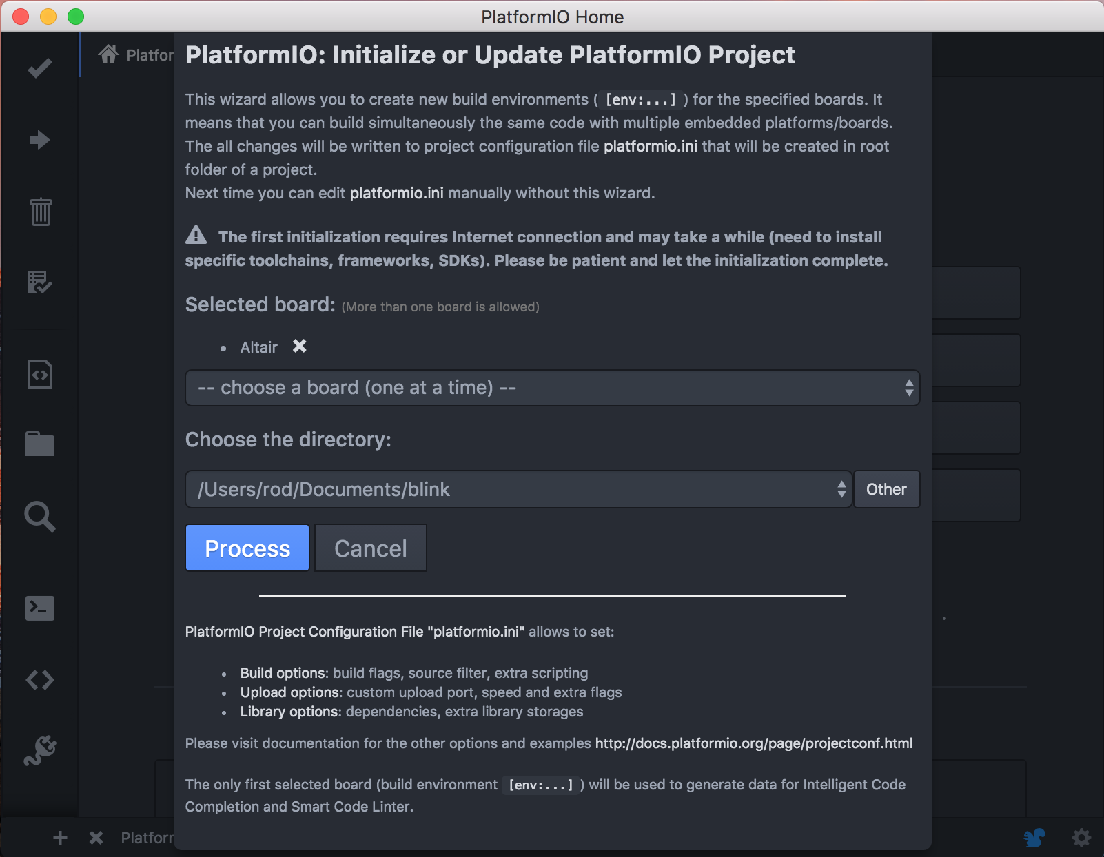 PlatformIO Initialize Project