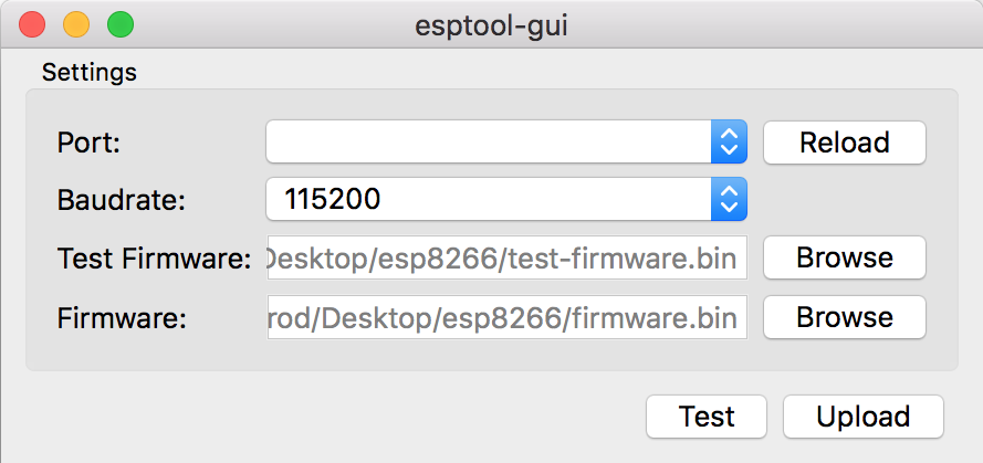 esptool-gui: Herramienta gráfica para subir binarios precompilados al ESP8266